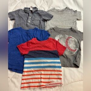 Set of 5 short sleeve shirts- 3 Carter's Kids Tees and 2 cat & jack tees 18M